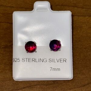 Sterling Silver 925 Pink/Purple CZ Screw back Earrings